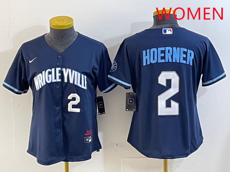 Women Chicago Cubs #2 Hoerner Blue City Edition Game 2025 Nike MLB Jersey style 6->women mlb jersey->Women Jersey